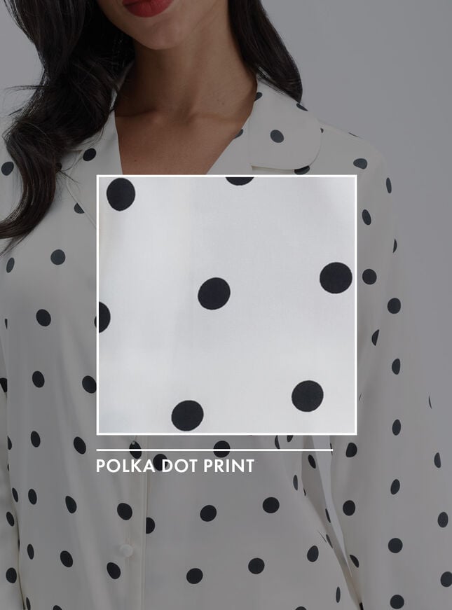 Polka dot satin long pyjama set