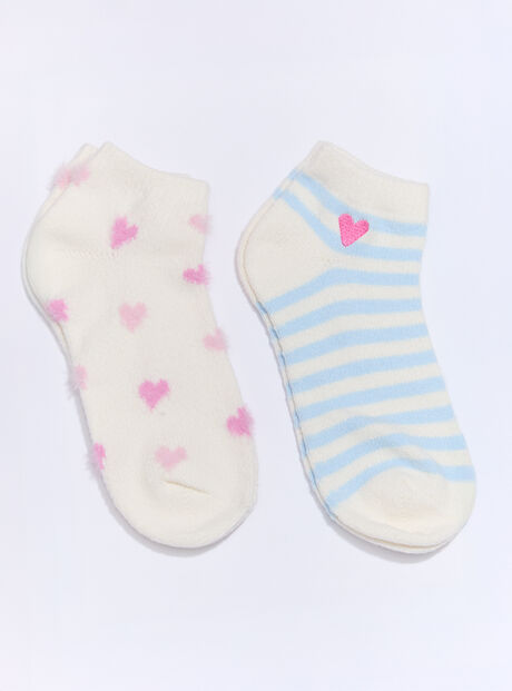 2 pack heart striped trainer socks