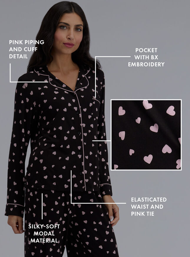 Heart modal pyjama set