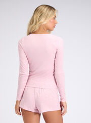 Heart ribbed modal henley pyjama top