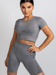 Boux Sport marl short sleeve crop top