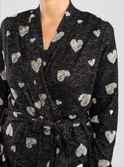 Heart flock print dressing gown