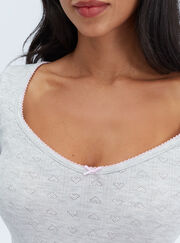 Brushed pointelle long pyjama set