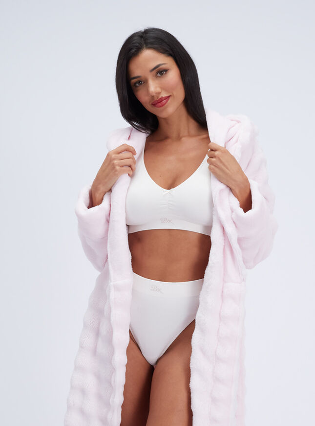 Bubble texture fluffy long dressing gown
