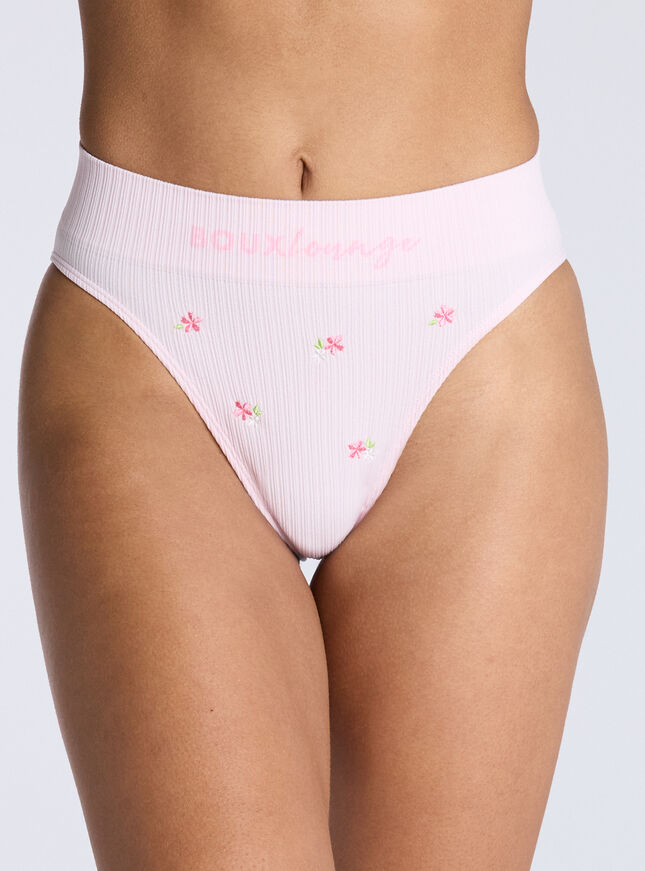 Ribbed seamless floral embroidered briefs