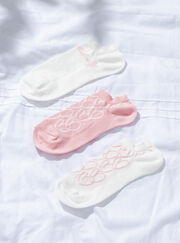 3 Pack pink heart trainer socks