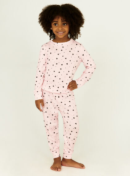 Kids heart print twosie pyjama set