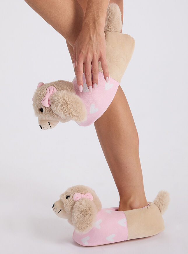 Sausage dog plush novelty slippers