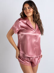 Marnie satin and lace revere and shorts set
