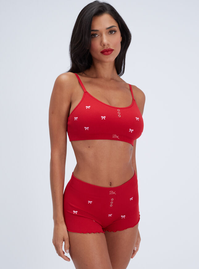 Bow embroidered seamless bralette