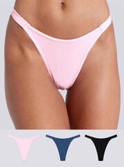 3 pack Amiee ribbed high leg thongs