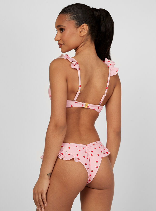 Strawberry print plunge bikini top