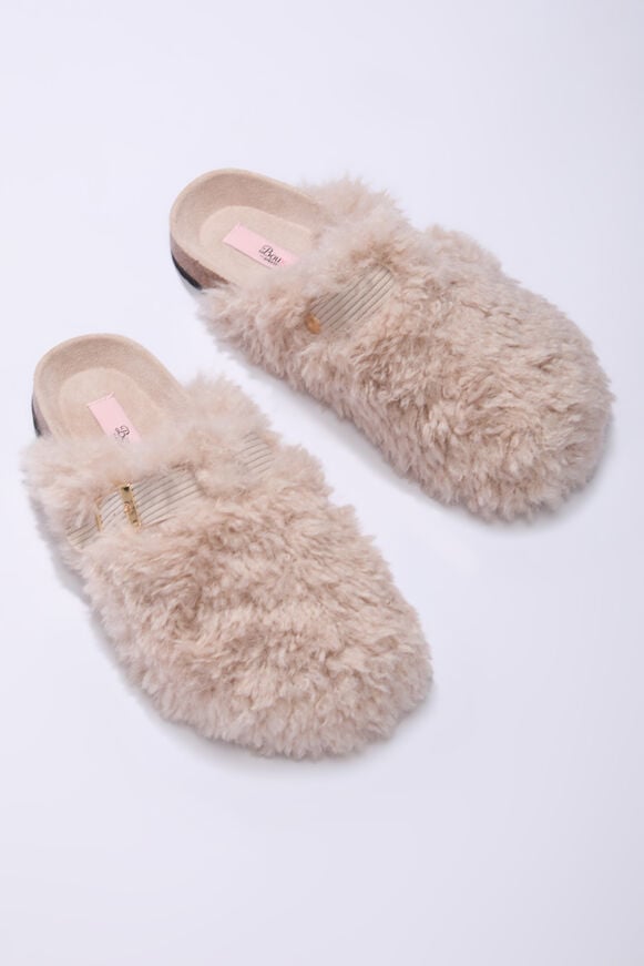 Teddy fleece clog mule slippers