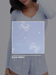 Bow ribbed modal short pyjama set