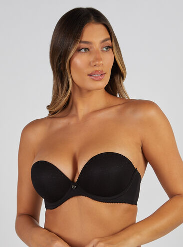 Spot mesh plunge strapless bra