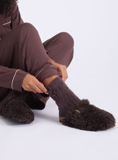 Teddy fleece clog mule slippers
