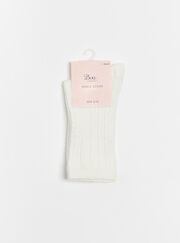 Cable knit cotton ankle socks