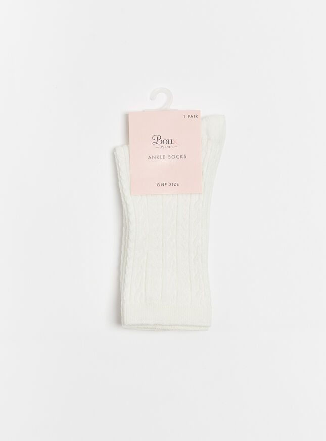 Cable knit cotton ankle socks