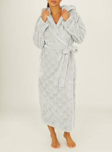 Fluffy heart long dressing gown