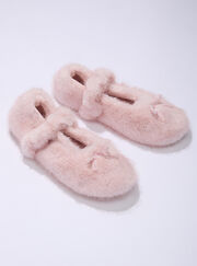 Fluffy ballet pump slippers