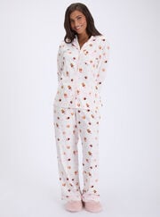Coffee bar fleece pyjamas in a bag