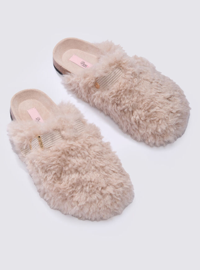 Teddy fleece clog mule slippers