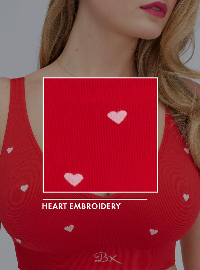 Heart embroidered seamless bralette