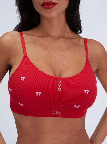 Bow embroidered seamless bralette