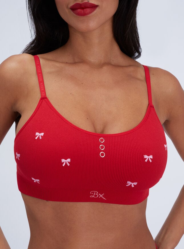 Bow embroidered seamless bralette