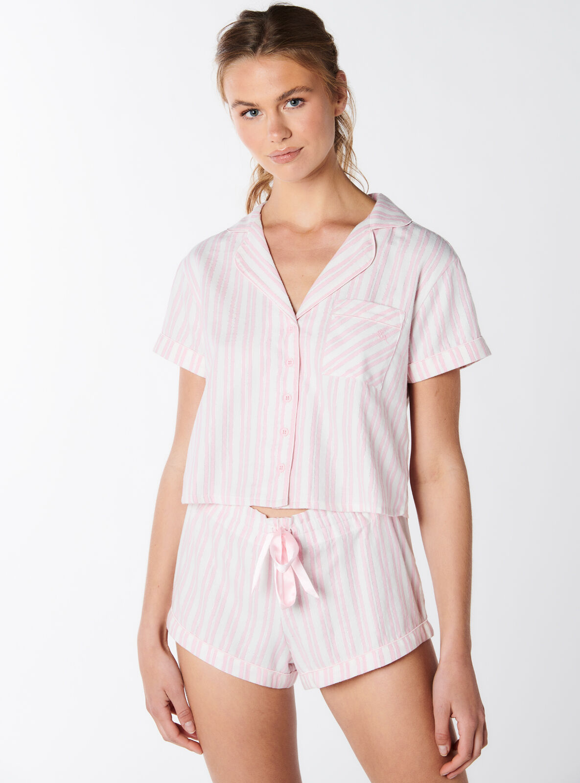 Boux Avenue Stripe cotton short pyjama set - Pink Mix - 06