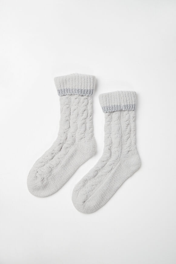 Chenille cable knit socks