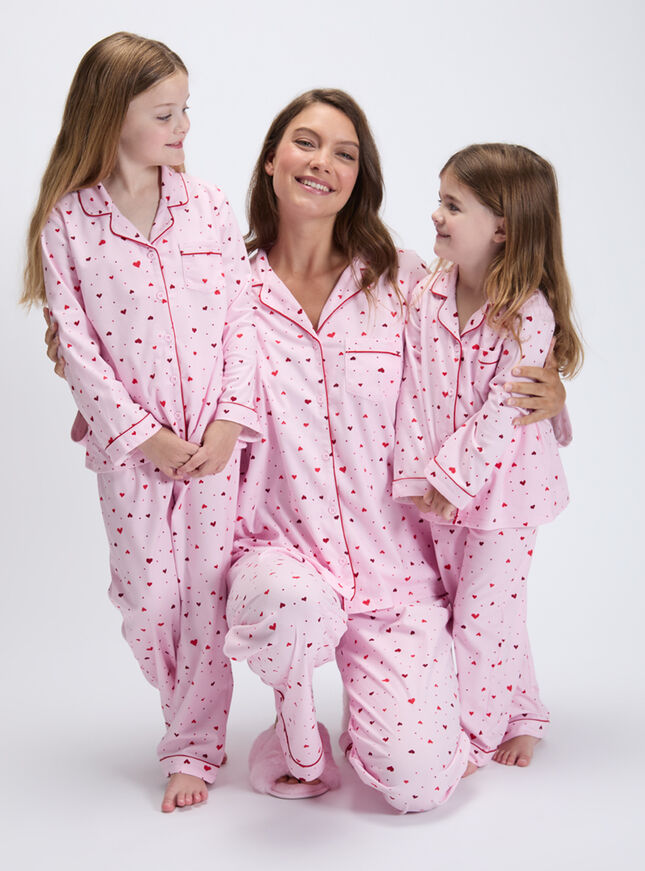 Kids' ditsy heart fleece pyjamas in a bag