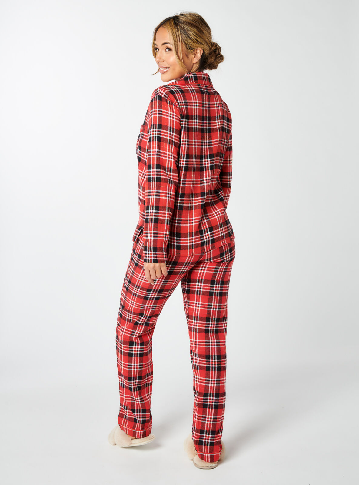 Red and black check pyjamas in a bag Boux Avenue UK