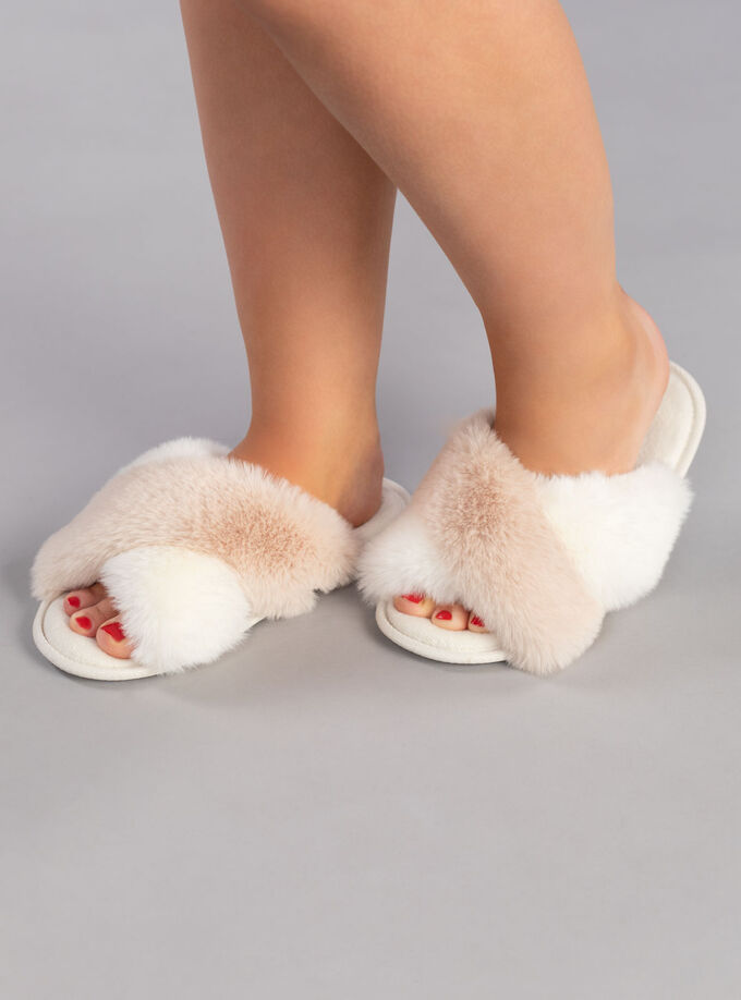 Cross band slippers | Oatmeal | Boux Avenue UK