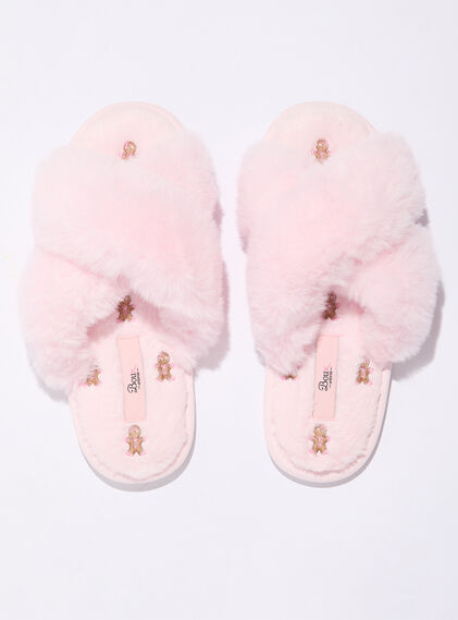 Gingerbread embroidered slider slippers