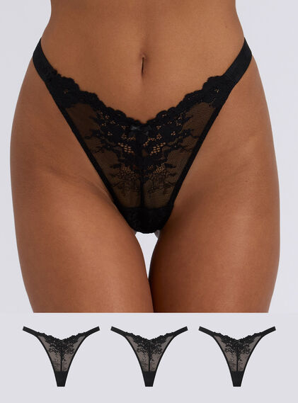 3 pack Fran lace thongs
