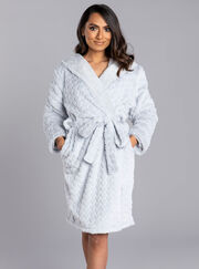 Heart fur hooded dressing gown