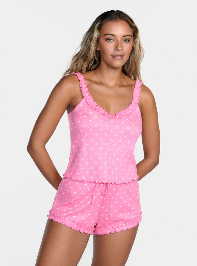 Heart ribbed short pyjama set