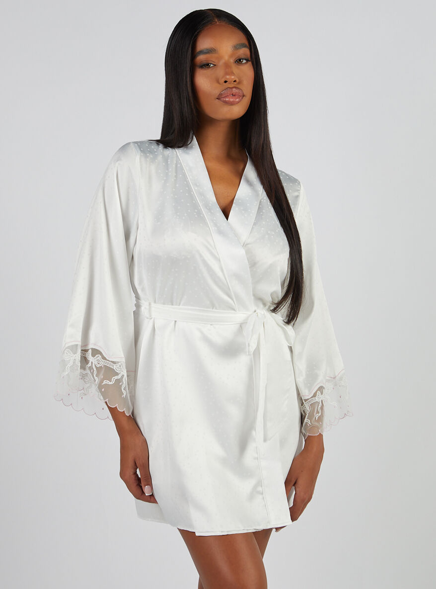 Boux Avenue Tiffany bow robe - Ivory - XS