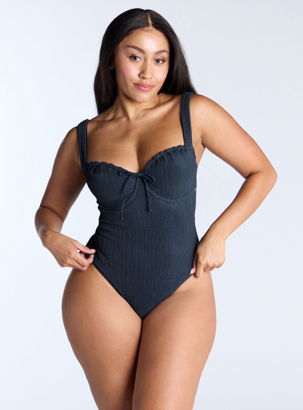 Boux Avenue Amalfi crinkle swimsuit - Navy - 30C