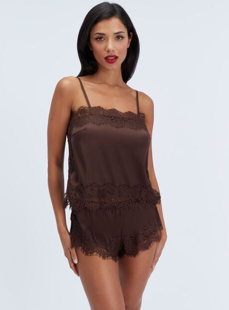 Seraphina satin & lace short pyjama set