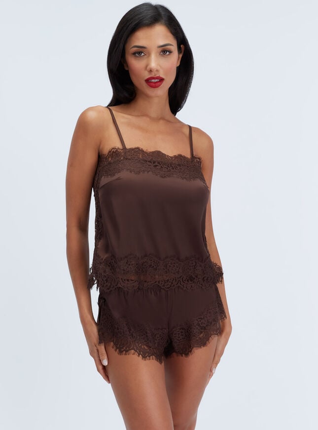 Seraphina satin & lace short pyjama set