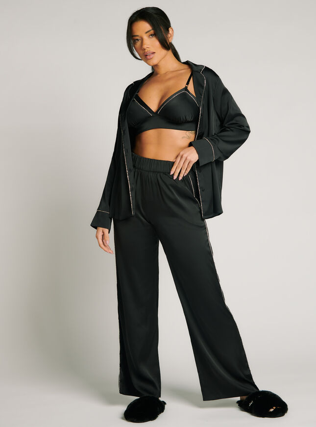 Diamante satin pyjama trousers