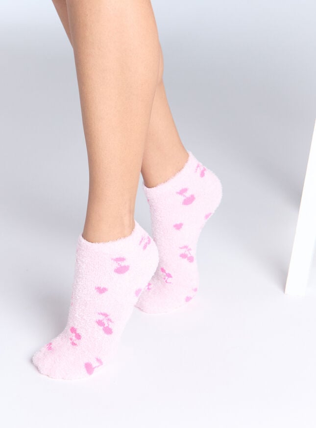2 pack cherry fluffy trainer socks