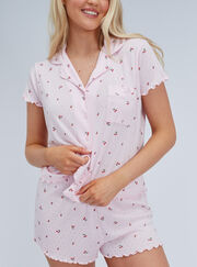 Cherry pointelle short pyjama set
