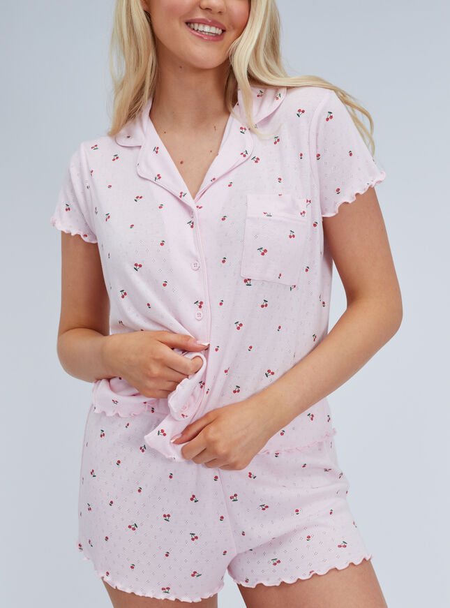 Cherry pointelle short pyjama set