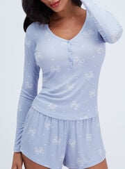Bow ribbed modal short pyjama set
