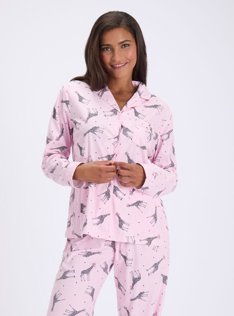 Bubblegum giraffe fleece pyjamas in a bag