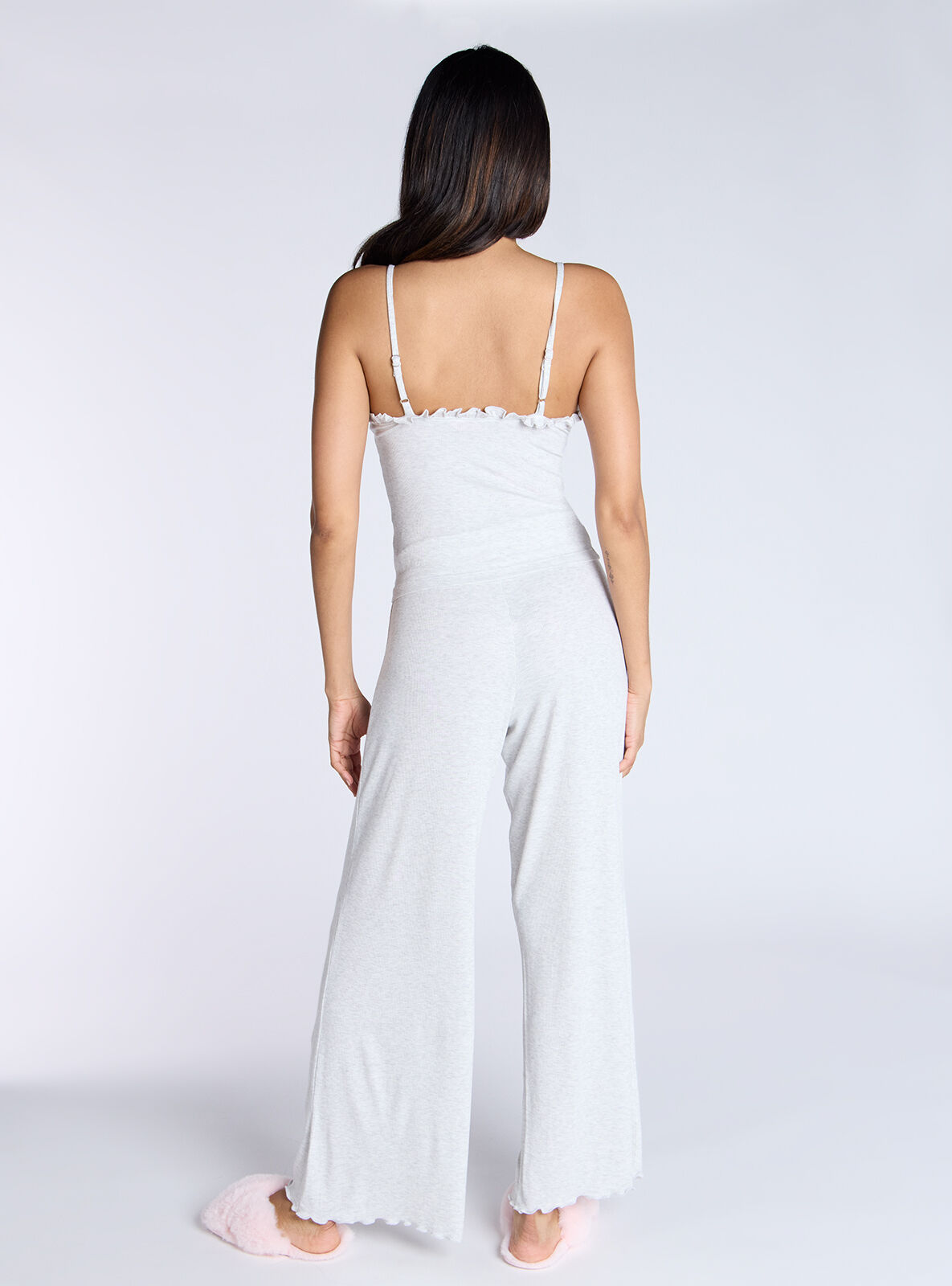 Frill ribbed cami pyjama set