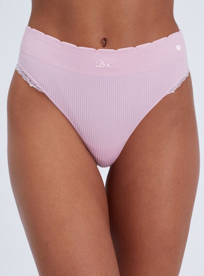 Ribbed seamless high leg thong